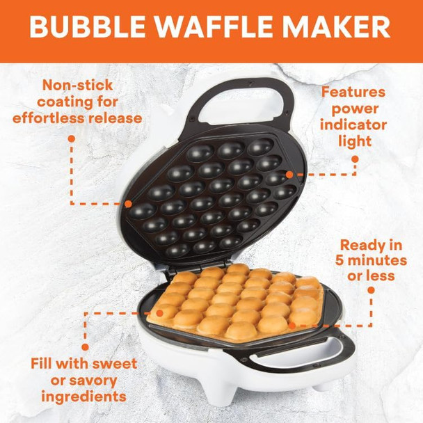 MasterChef Bubble Waffle Maker- Electric Non stick Hong Kong Egg Waffler Iron Griddle w Recipe Guide- Ready in under 5 Minutes