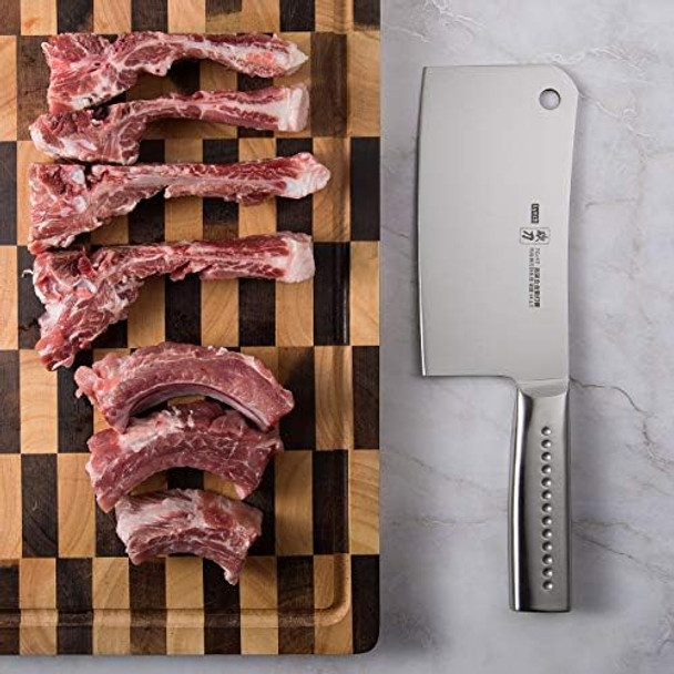 Cleaver Knife MATTSTONE HILL 7 Inch Meat Cleaver Heavy Duty Bone Chopper - 7Cr17Mov Carbon Steel Bone Cleaver Butcher Knife Bone Cutting Knife