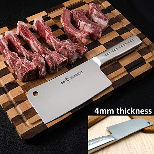 Cleaver Knife MATTSTONE HILL 7 Inch Meat Cleaver Heavy Duty Bone Chopper - 7Cr17Mov Carbon Steel Bone Cleaver Butcher Knife Bone Cutting Knife