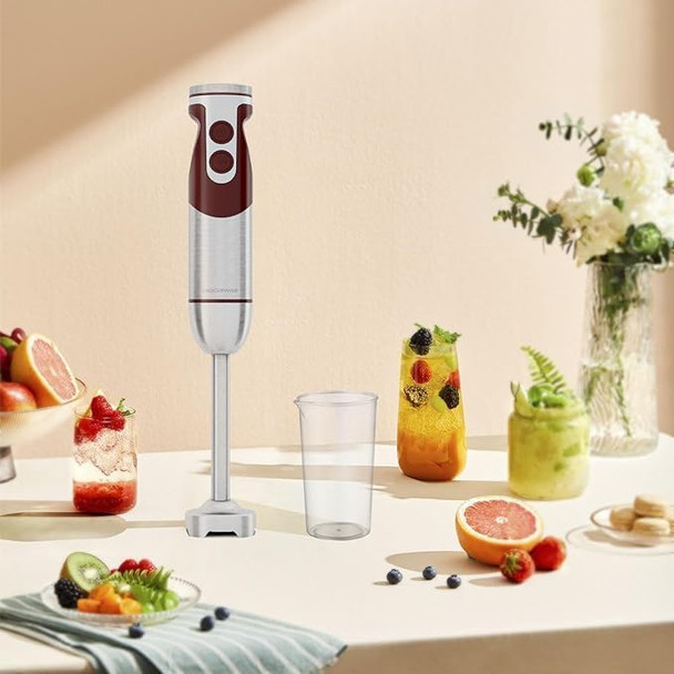 MegaWise Pro Titanium Reinforced 5-in-1 Immersion Hand Blender Powerful 400W with 80% Sharper Blades 12-Speed Corded Blender Including 500ml Chopper 600ml Beaker Whisk and Milk Frother (Black)