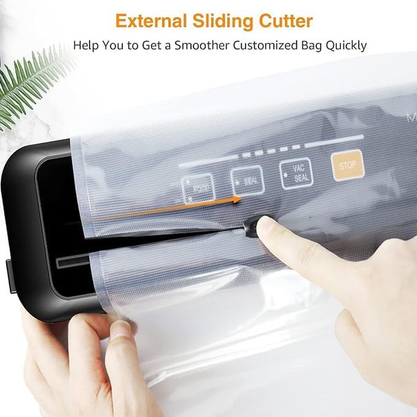 MegaWise Food Vacuum Sealer Machine – High-Power 80kPa Suction One-Touch Operation Built-in Cutter – Works with All Food Types Includes Bags & Hose (Black) Keeps Food Fresh 5x Longer