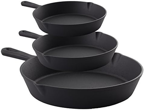 cast iron frying pan set of 3 6 8 10 inch non-stick coating pan suitable for frying cooking baking barbecue used for induction electric gas stoves the main holiday ideas
