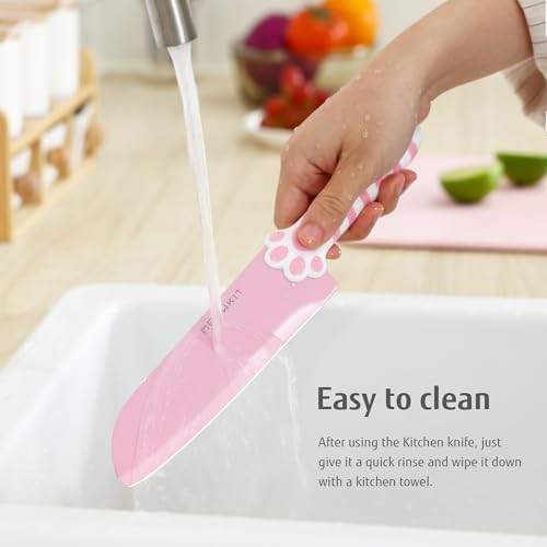 Cat Paw Cute Kitchen Knife Set 3 pieces Non-Stick Knives Sharp for Chopping Slicing Dicing and Cutting