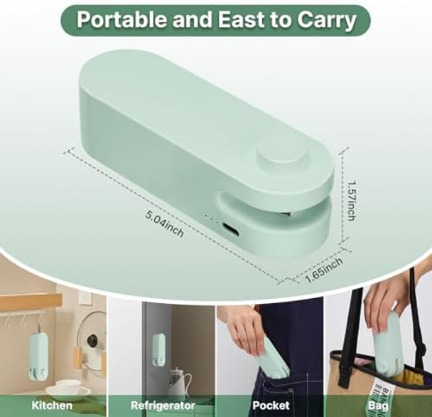 VERSION - Mini Bag Sealer 2 in 1 Chip Bag Resealer with Cutter Bag Sealer Heat Seal Portable Handheld Heat Sealer with Cutter for Snacks & Food Storage - USB Powered
