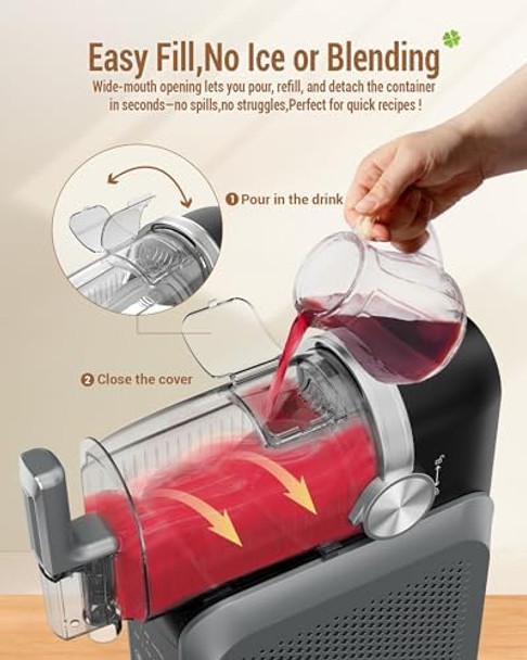 Slushie Machine 88 oz Slushy Machine for Home 8 Preset Programs No Ice Needed Auto-Clean LED Display Frozen Drink Maker for Margaritas Frappés Cocktails Milkshake Smoothies