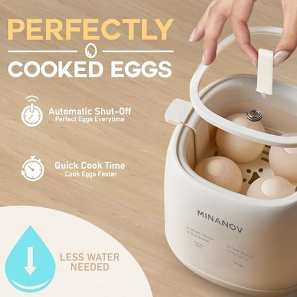 Egg Maker - Electric Egg Cooker With Auto Shut Off And Alarm- Egg Maker Machine for Hard Boiled Soft Boiled Steamed Egg Onsen Tamago - Smart Egg Cooker for Home Kitchen RV Camping