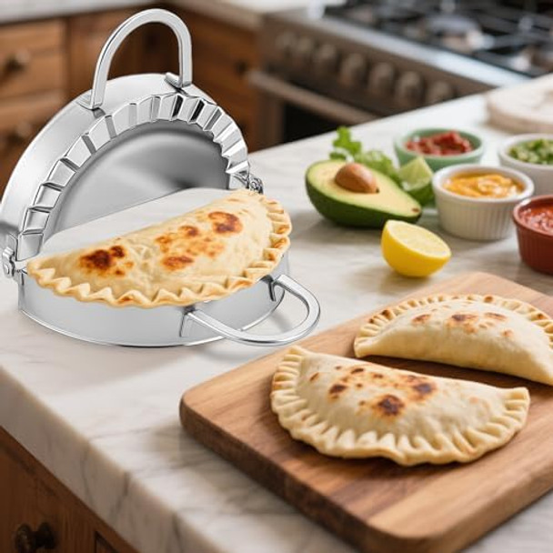 Stainless Steel Tortilla Sealer Crimper - Tacos Tortilla Maker for 6 Inch Burritos Tacos Quesadillas Dumplings - Mess Cooking