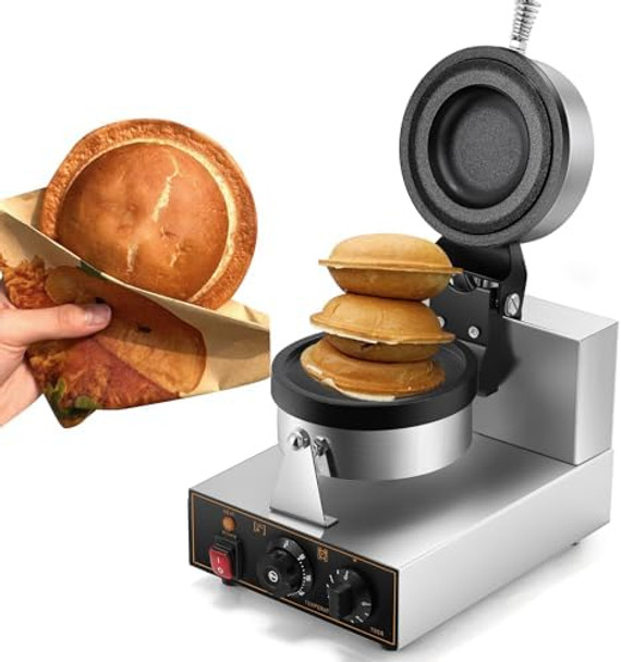Moongiantgo Burger Waffle Maker Ice Cream Filling UFO Burger Waffle Maker 50-300℃ Temp and 0-5 Time Control Gelato Panini Press for Home Kitchen Cafe or Restaurant (110 Volts)