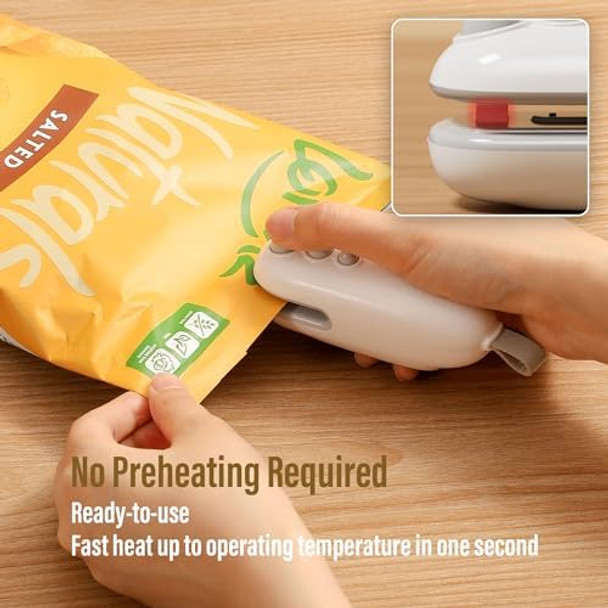Mini Bag Sealer with Cutter Rechargeable Handheld Heat Sealer Machine with Magnetic Portable Bag Sealer Heat Seal for Keep Food Fresh and Snacks Crispy. Blue