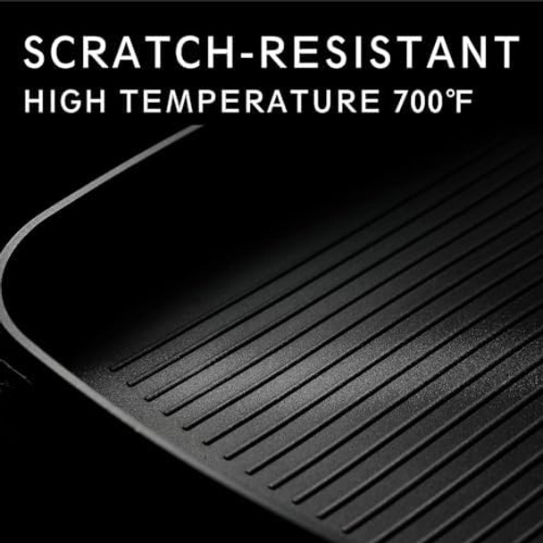 MsMk 11 Inch Induction Grill Pan Bacon Carbonize also Nonstick PFOA Non-Toxic Stay-Cool Handle Scratch-resistant Induction Griddle Pan for Stove Top