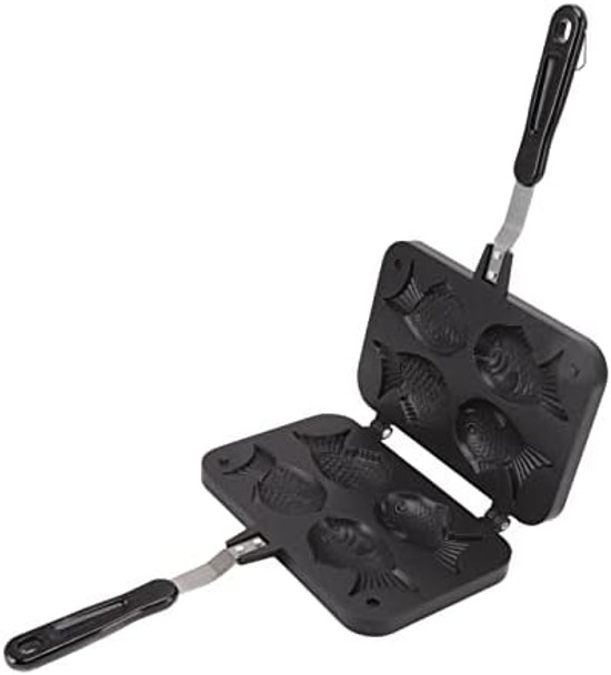 Waffle Maker 4 Frays Fish Shape Taiyaki Baking Pan Cooking Equipment with Fixed Bracket Nonstick Baker for Chocolate Peanut Paste Dessert