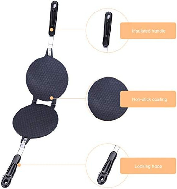 Waffle Irons Baking Pan Non Stick Waffle Irons Pan Double Sided Pancake Maker for Waffle Cups Choco Tacos Fuel Gas Stoves Only