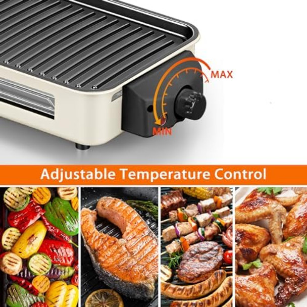 2-in-1 Indoor Smokeless Electric Grill with Raclette Cheese Plates - 1500W Korean BBQ Griddle 16x9" Nonstick Surface 3 Raclette Cheese Pans Dishwasher Safe for Family Party Kitchen Use