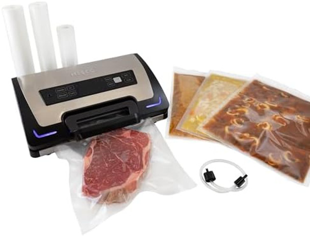 Nesco Premium Vacuum Sealer Kit featuring LiquidLock™ Includes large variety of Bags and Rolls VS-22LB Built-in Canister Sealing Function