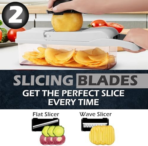 26-in-1 Vegetable Chopper with Container - Veggie Slicer Kitchen Choppers & Dicer for Veggies With Cut Resistant Gloves & Cleaning Brushes Heavy Duty Veggies Chopper - Black 26-in-1 Vegetable Chopper with Container - Veggie Slicer Kitchen Choppers & Dicer for Veggies With Cut Resistant Gloves & Cleaning Brushes Heavy Duty Veggies Chopper - Black