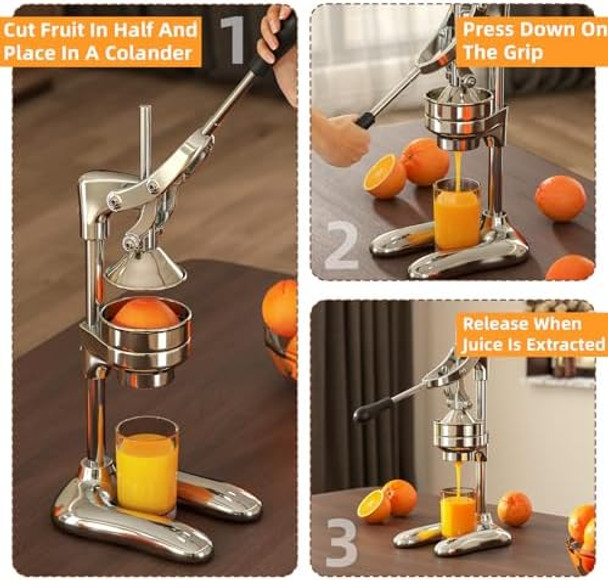 Nisorpa Manual Juicer Hand Press Commercial Citrus Juicer Machine Stainless Steel Fruit Squeezer Pomegranate Orange & Lemon Squeezer for Home Restaurant
