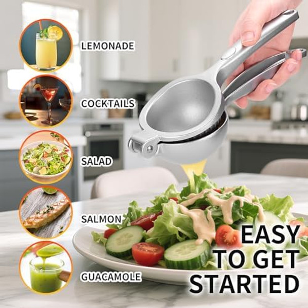 Premium Manual Juicer - Handheld Lemon Squeezer for Citrus Fruits (Orange Lime Grapefruit) - Easy Fast and Efficient Juice Extractor - Dishwasher Safe & Rust-Proof Silver Premium Manual Juicer - Handheld Lemon Squeezer for Citrus Fruits (Orange Lime Grapefruit) - Easy Fast and Efficient Juice Extractor - Dishwasher Safe & Rust-Proof Silver