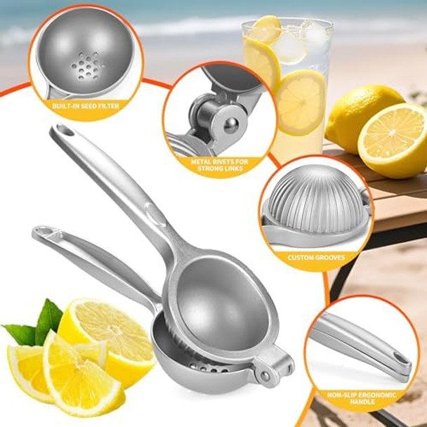 Premium Manual Juicer - Handheld Lemon Squeezer for Citrus Fruits (Orange Lime Grapefruit) - Easy Fast and Efficient Juice Extractor - Dishwasher Safe & Rust-Proof Silver Premium Manual Juicer - Handheld Lemon Squeezer for Citrus Fruits (Orange Lime Grapefruit) - Easy Fast and Efficient Juice Extractor - Dishwasher Safe & Rust-Proof Silver