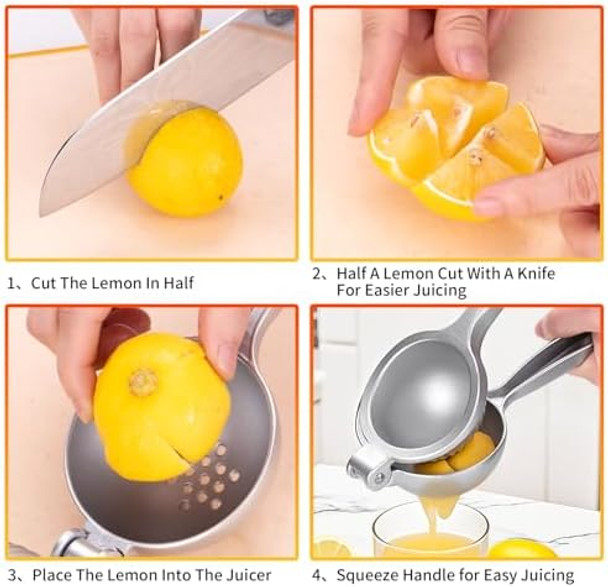 Premium Manual Juicer - Handheld Lemon Squeezer for Citrus Fruits (Orange Lime Grapefruit) - Easy Fast and Efficient Juice Extractor - Dishwasher Safe & Rust-Proof Silver Premium Manual Juicer - Handheld Lemon Squeezer for Citrus Fruits (Orange Lime Grapefruit) - Easy Fast and Efficient Juice Extractor - Dishwasher Safe & Rust-Proof Silver