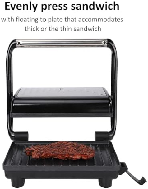 Panini Grill Press Sandwich Maker Press Electric Indoor Grill with Non-Stick Coated Plates 180 Degrees Opening Perfect for Grilling Steaks Burger Sandwich Panini Grill Press Sandwich Maker Press Electric Indoor Grill with Non-Stick Coated Plates 180 Degrees Opening Perfect for Grilling Steaks Burger Sandwich