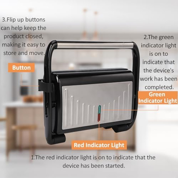 Panini Grill Press Sandwich Maker Press Electric Indoor Grill with Non-Stick Coated Plates 180 Degrees Opening Perfect for Grilling Steaks Burger Sandwich Panini Grill Press Sandwich Maker Press Electric Indoor Grill with Non-Stick Coated Plates 180 Degrees Opening Perfect for Grilling Steaks Burger Sandwich