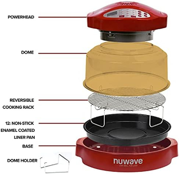 Nuwave Infra-Red Primo Grill Oven Integrated Smart Thermometer Nonstick Grill Bottom & Convection Top for Surround Cooking Cook Fresh or Frozen Durable Power Dome Included