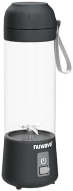 Nuwave Portable Blender with USB-C Rechargeable 6-Blade for Crushing Ice BPA 18 Oz Jar Smoothies Blender for Travel Office and Sports Obsidian Gray