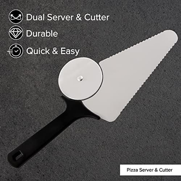 Nuwave Brick Oven-Style 3pc Pizza Kit 11.5” Cordierite Pizza Stone 10" SS Pizza Peel SS Pizza Cutter/Server For Indoor Electric Ovens Outdoor Gas Wood Fire Grills BBQ Grilling NuWave Bravo XL