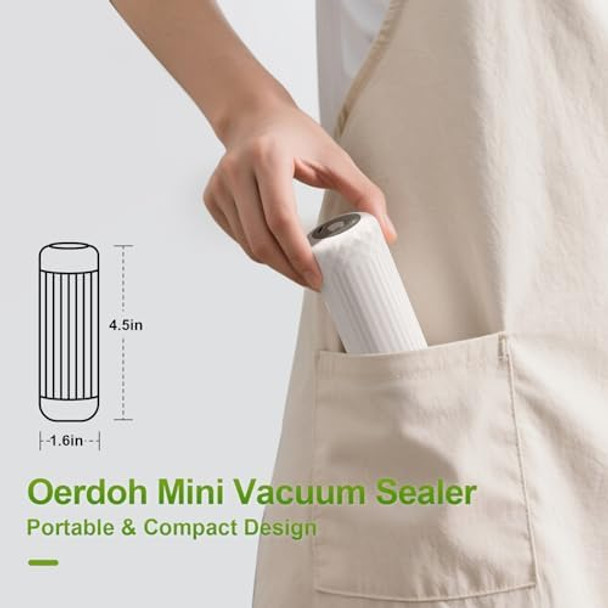 Vacuum Sealer Mini Food Saver Vacuum Sealer Machine Handheld Vacuum Sealers for Food Upright with 20 Reusable Food Saver Bags White