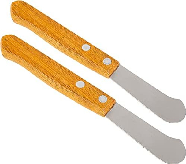 Knife for Butter - Pack of 2 - Wooden Handle Spreader - Tool for Spreading Peanut