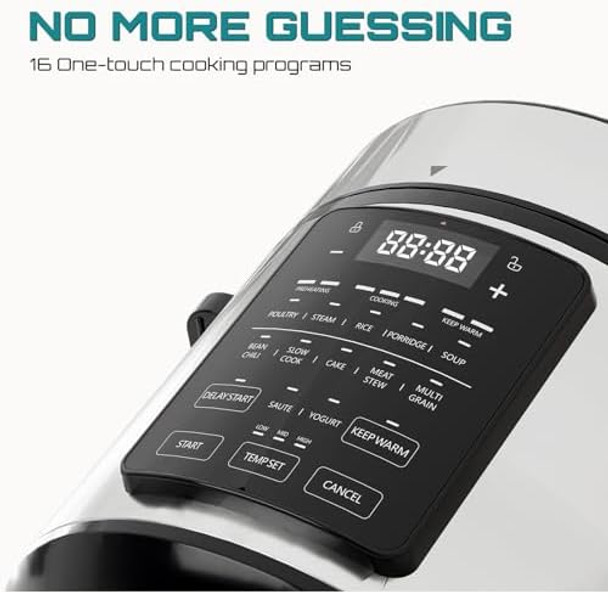 OLIXIS Electric Pressure Cooker 8 Quart Stainless Steel Multi Cooker Electric for Pressure 16-in-1 Rice Steamer Yogurt Maker Slow Cook Meat Stew Cake Saute Multigrain