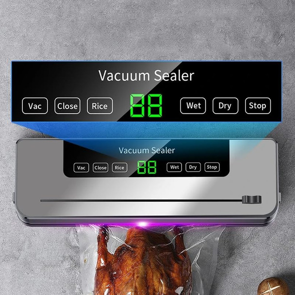 Vacuum Food Sealer Automatic Sealing System with Suction Tube 20 Bags Preserve Freshness & Flavor Space Saving Kitchen Appliance for Home Cooks