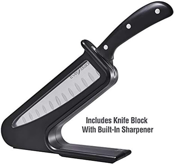 Ontel EverBlade Self Sharpening Professional Chef Knife Deluxe Edition with Non-Stick Surface German Steel Kitchen Knife in Knife Block with Convex Edge for Easy Slicing Versatile & Durable Ontel EverBlade Self Sharpening Professional Chef Knife Deluxe Edition with Non-Stick Surface German Steel Kitchen Knife in Knife Block with Convex Edge for Easy Slicing Versatile & Durable