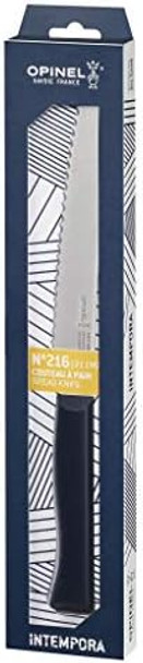 Opinel Intempora Bread Knife – Serrated Curved Blade for Slicing Bread and Tough Rinds High Carbon Sandvik Steel Blade Made in Portugal Silver One Size 254528