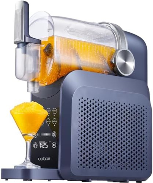 Slushie Machine No Ice Needed All-in-One Slushy Maker for Home Real-Time Temp Display Auto-Clean 7 Preset Frozen Margaritas Cocktails Frappés Smoothies Milkshakes and More (Blue)