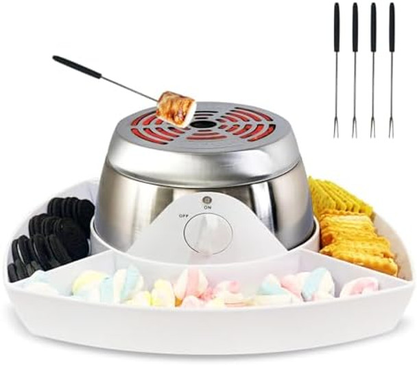 Smores Maker Tabletop Indoor Kit Smores Kit Indoor Smore Maker Tabletop Smores Maker Flameless Electric S'mores Maker Marshmallow Roaster Movie Night Supplies Housewarming Christmas s 120V 345W