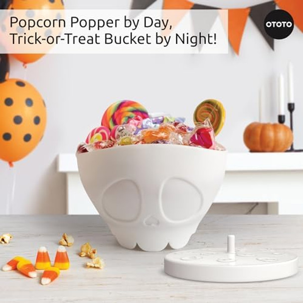 OTOTO Scary Poppings Microwave Popcorn Popper - Gothic Popcorn Microwave Popper Silicone Microwave Popcorn Collapsible Bowl Popcorn Bowls Halloween Goth Accessories Goth s (White)
