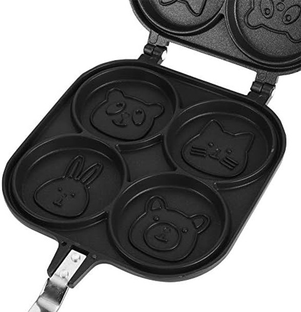 Oumefar Waffle Maker Square Pancake Pan 4 Holes Double-sided Lovely Cartoon Animal Pattern Non-stick Breakfast for Bakery