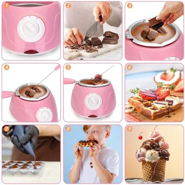 MINI Electric Chocolate Melting Pot 8.45OZ Chocolate Fondue Fountain Warmer Machine for Milk Chocolate Cheese Butter Candy
