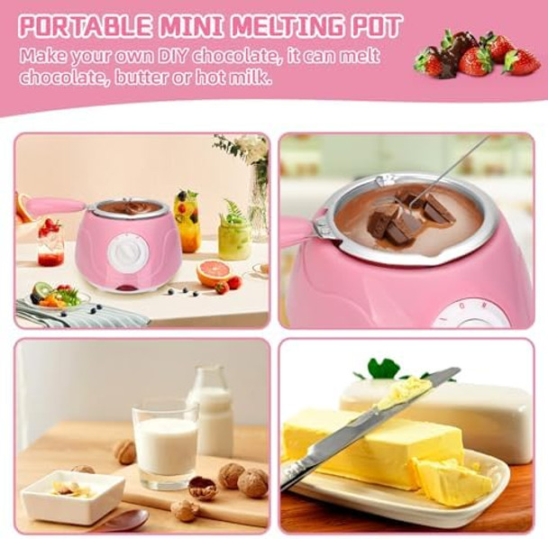MINI Electric Chocolate Melting Pot 8.45OZ Chocolate Fondue Fountain Warmer Machine for Milk Chocolate Cheese Butter Candy