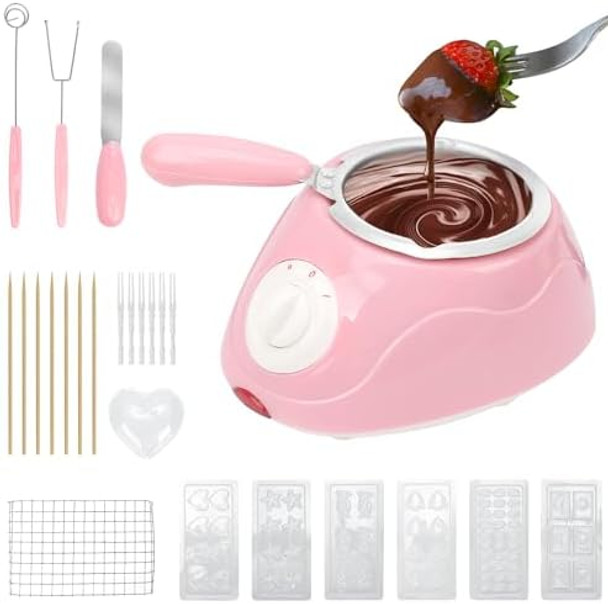 Melting Fondue Set MINI Electric Chocolate Melting Pot Cheese Fondue Pot Chocolate Fondue Fountain Warmer Machine for Milk Chocolate Cheese Butter Candy