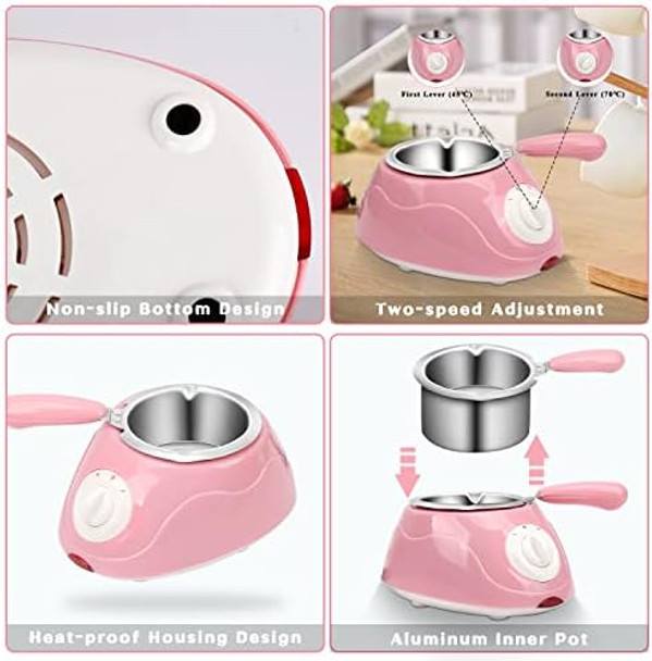 Melting Fondue Set MINI Electric Chocolate Melting Pot Cheese Fondue Pot Chocolate Fondue Fountain Warmer Machine for Milk Chocolate Cheese Butter Candy