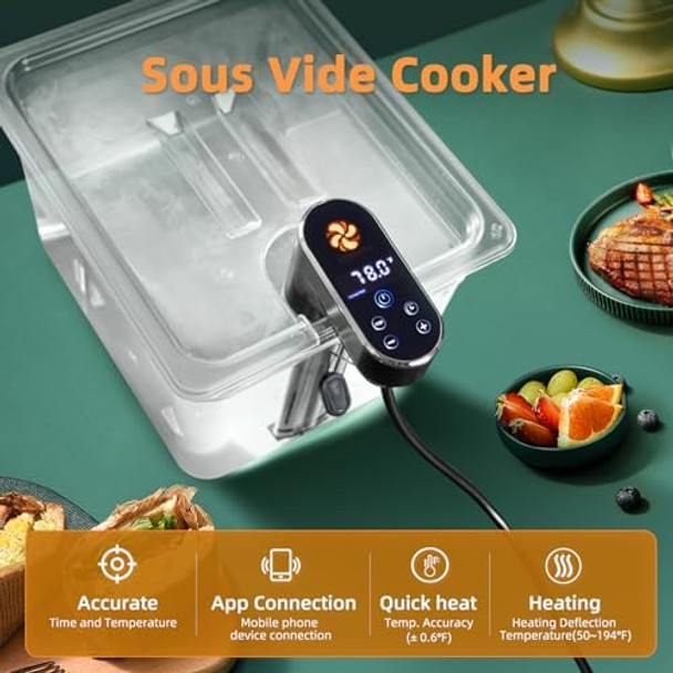 1300W Sous Vide Cooker WiFi App Control IPX7 Waterproof Ultra Quiet Immersion Circulator with Digital Display & Recipes Precision Slow Cooker Steak Cooker Fast Heating Easy to store 1300W Sous Vide Cooker WiFi App Control IPX7 Waterproof Ultra Quiet Immersion Circulator with Digital Display & Recipes Precision Slow Cooker Steak Cooker Fast Heating Easy to store