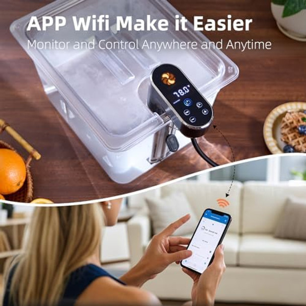 Sous Vide Cooker WiFi APP and Recipes Included 1300W IPX7 Waterproof Immersion Circulators Precision Slow Cooker Steak Cooker Digital Display Control Ultra Quiet Fast Heating Easy to store Sous Vide Cooker WiFi APP and Recipes Included 1300W IPX7 Waterproof Immersion Circulators Precision Slow Cooker Steak Cooker Digital Display Control Ultra Quiet Fast Heating Easy to store