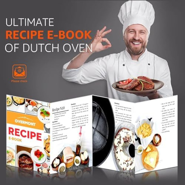 Overmont 2 in 1 Pre Seasoned Dutch Oven with Skillet Lid for Induction Electric Grill Stovetop BBQ Camping (5 Quart)