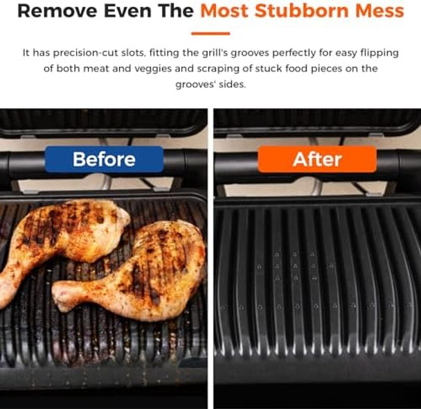 2-Pack Universal Grill Scraper for George Foreman & Most Grooved Indoor Grills Heat-Resistant Nylon Spatula for Easy Cleaning & Non-Stick Surfaces