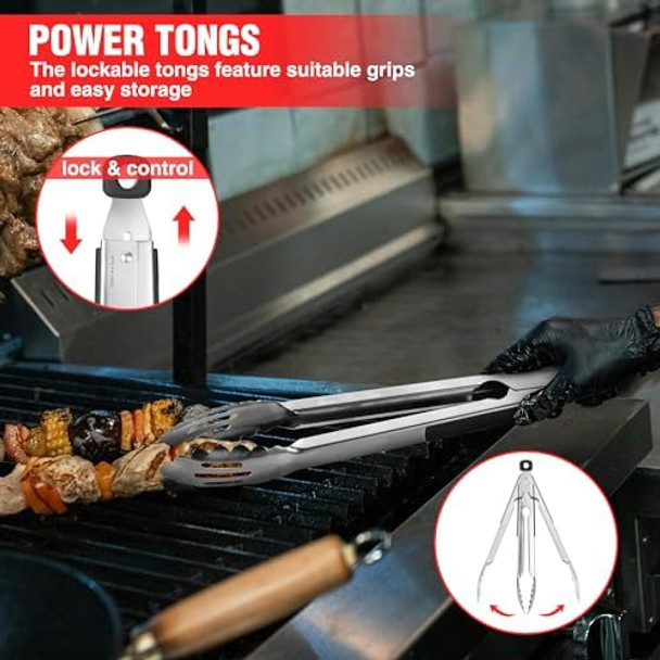 Grill Accessories Heavy Duty BBQ Set s for Men/Women - Premium Stainless Steel Spatula Fork Brush & Tongs Barbecue Utensils Tool Kit for Grilling Lover Outdoor
