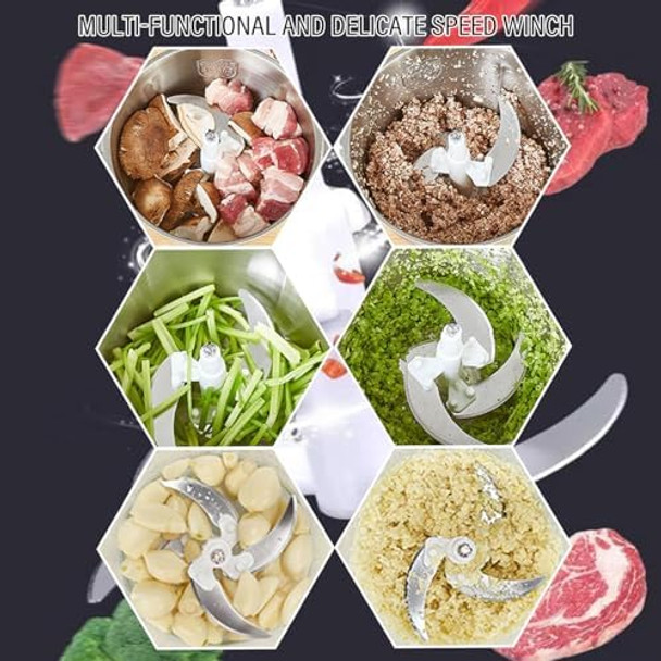 Food Processors Electric Chopper with Meat Grinder 2L Large Capacity Veggie chopper Full Metal Body Food Processor Two-Speed Adjustable Suitable Food Chopper for Meat Vegetables etc