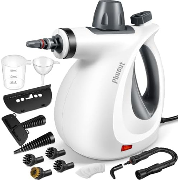 Pressurized Handheld Multi-Surface Natural Steam Cleaner with 12 pcs Accessories Multi-Purpose Steamer for Home Use Steamer for Cleaning Floor Upholstery Grout and Car