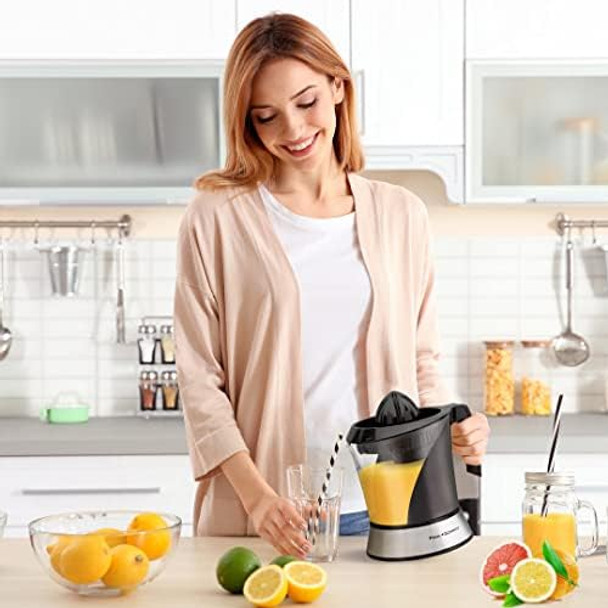 Pohl+Schmitt Deco-Line Electric Citrus Juicer Machine Extractor - Large Capacity 34oz (1L) Easy-Clean Featuring Pulp Control Technology